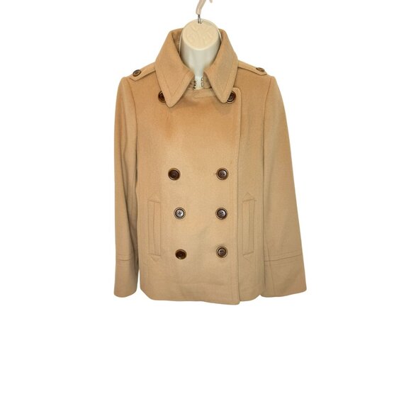J.Crew 100% Wool Camel Peacoat – Double Breasted Classic Coat- Size M - Picture 2 of 6